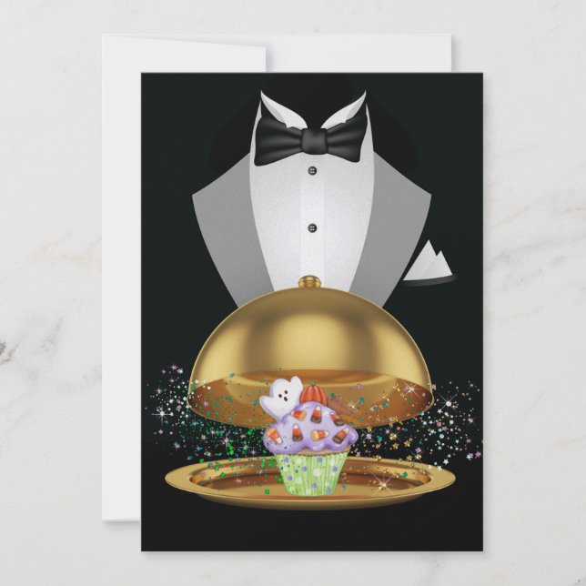 Halloween Elegant Cupcake Invitation - SRF (Front)