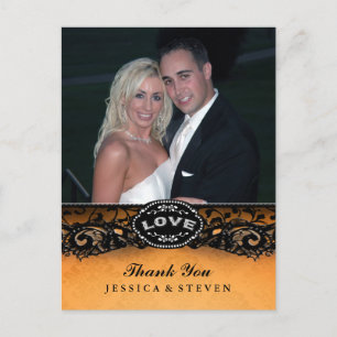 Halloween Elegant Lace LOVE Photo Thank You Card