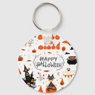 Halloween Elements Vintage Set Design Key Ring