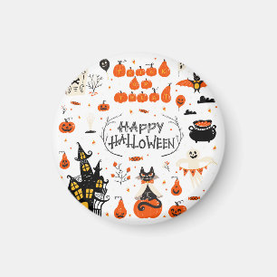 Halloween Elements Vintage Set Design Magnet