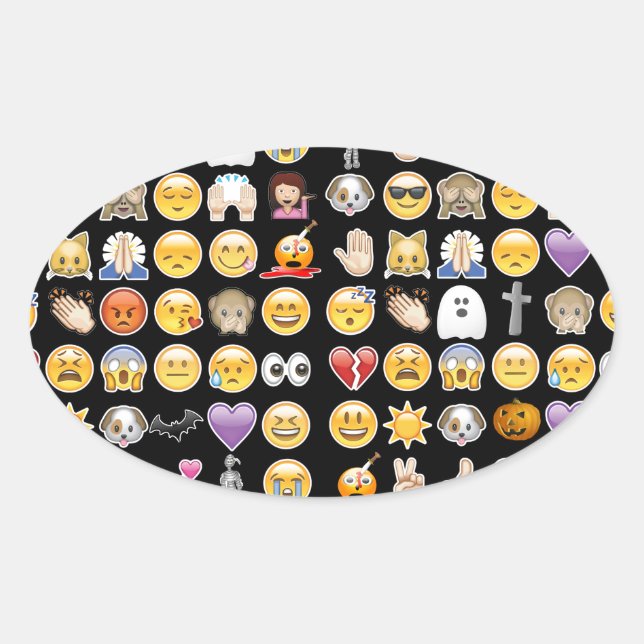 halloween emoji oval sticker (Front)