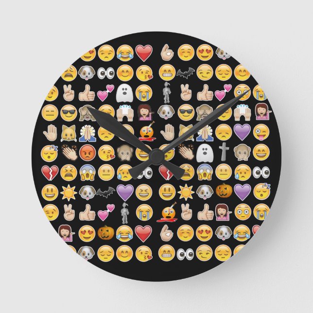 halloween emoji round clock (Front)