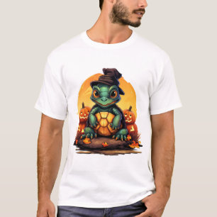 Halloween Enchantment Turtle with Hat in Autumn T-Shirt