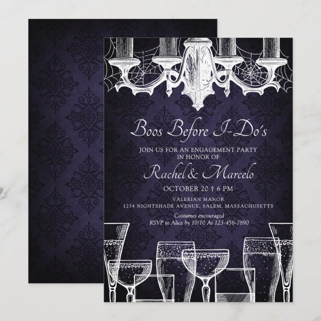 Halloween Engagement Cocktail Party Invitation (Front/Back)
