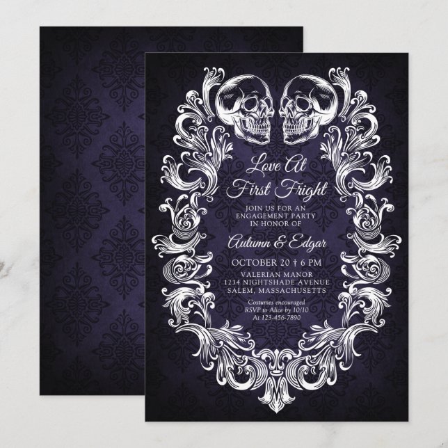 Halloween Engagement Party Gothic Invitation (Front/Back)