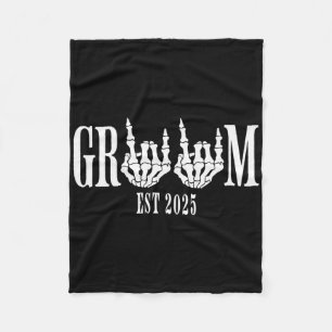 Halloween Engagement Wedding Bride Groom Skeleton  Fleece Blanket