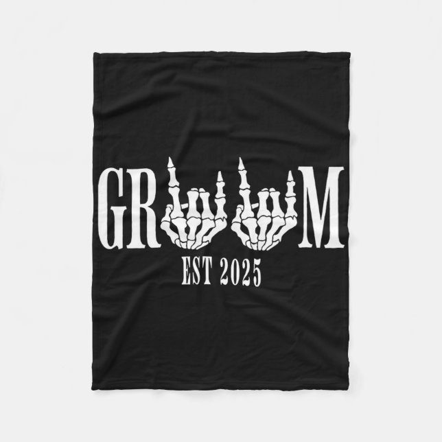 Halloween Engagement Wedding Bride Groom Skeleton  Fleece Blanket (Front)
