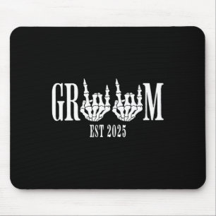 Halloween Engagement Wedding Bride Groom Skeleton Mouse Pad