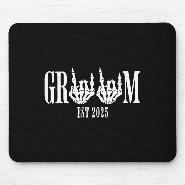 Halloween Engagement Wedding Bride Groom Skeleton  Mouse Pad (Front)