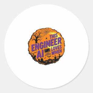 Halloween Engineer Loves AI Vintage Vector Design_ Classic Round Sticker