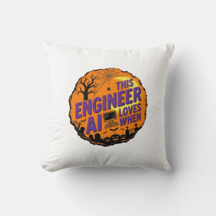 Halloween Engineer Loves AI Vintage Vector Design_ Cushion