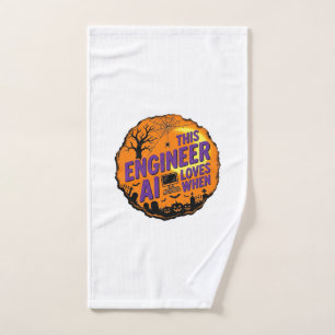 Halloween Engineer Loves AI Vintage Vector Design_ Hand Towel