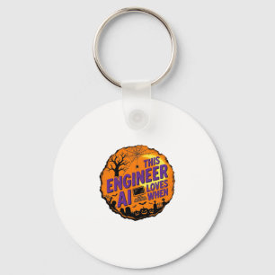 Halloween Engineer Loves AI Vintage Vector Design_ Key Ring