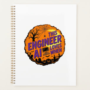 Halloween Engineer Loves AI Vintage Vector Design_ Planner