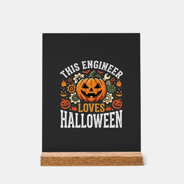 Halloween Engineer Pumpkin Vector Acrylic Sign (Front)