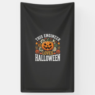 Halloween Engineer Pumpkin Vector Banner
