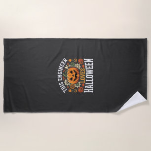 Halloween Engineer Pumpkin Vector Beach Towel