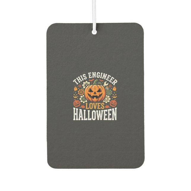 Halloween Engineer Pumpkin Vector Car Air Freshener (Front)