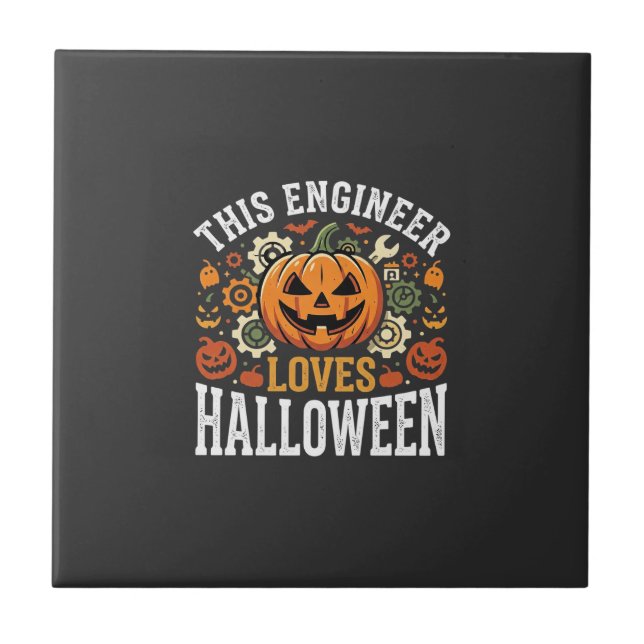 Halloween Engineer Pumpkin Vector Tile (Front)