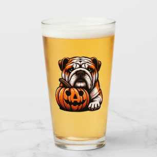 Halloween English Bulldog - Jack o Lantern Autumn Glass