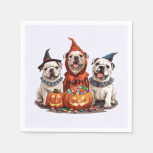 Halloween English Bulldogs Pumpkin Napkin