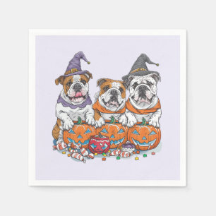 Halloween English Bulldogs Pumpkin Napkin