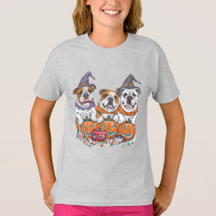Halloween English Bulldogs Pumpkin T-Shirt