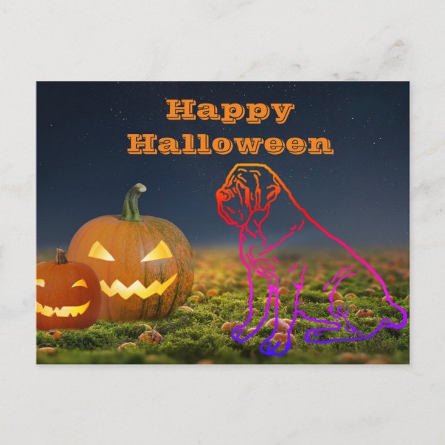 Halloween English Mastiff Happy Halloween Postcard (Front)