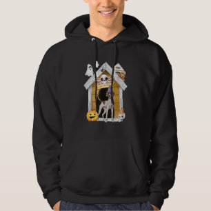 Halloween English Pointer Dog Witch Haunted House Hoodie