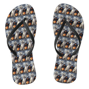 Halloween English Setter With Pumpkins Scary Jandals