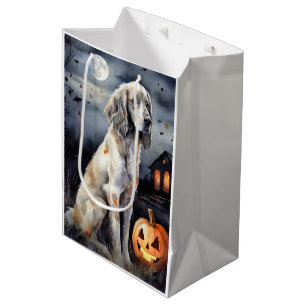 Halloween English Setter With Pumpkins Scary Medium Gift Bag