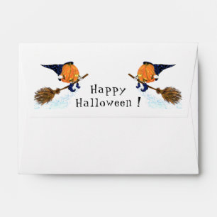 Halloween Envelope Witch Pumpkin Flying Broom