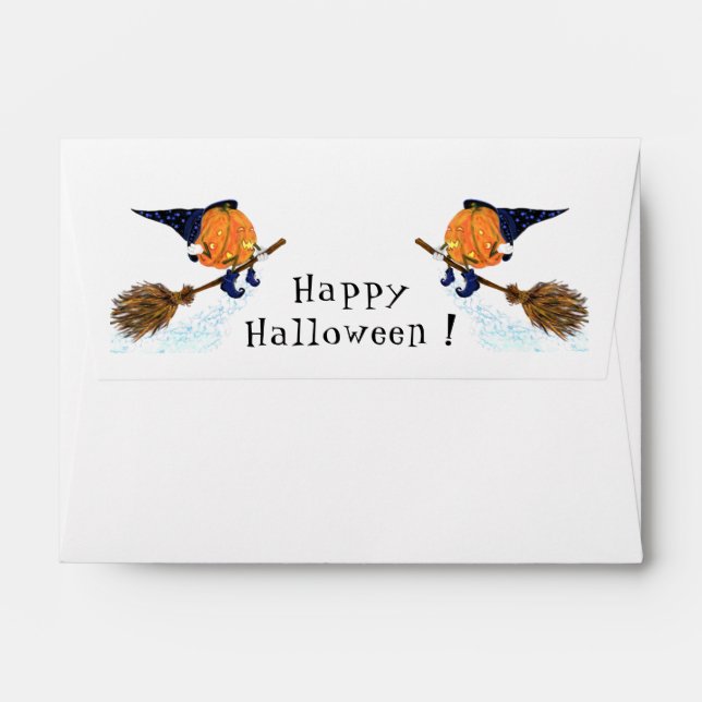Halloween Envelope Witch Pumpkin Flying Broom (Back (Top Flap))