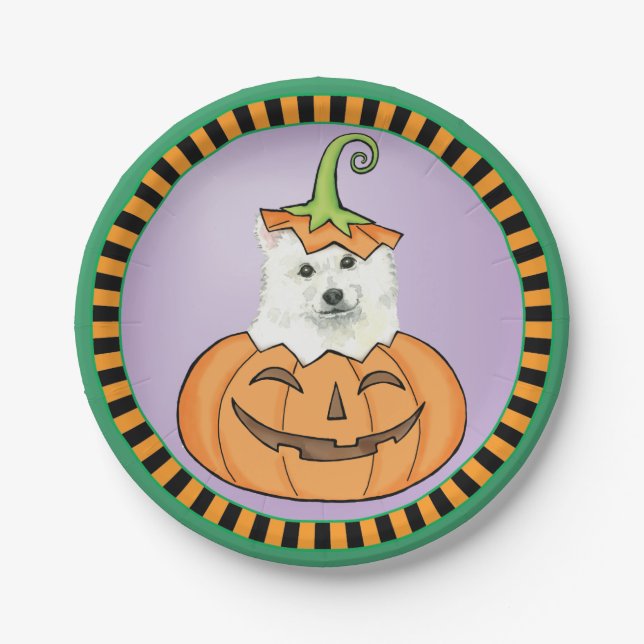 Halloween Eskie Paper Plate (Front)