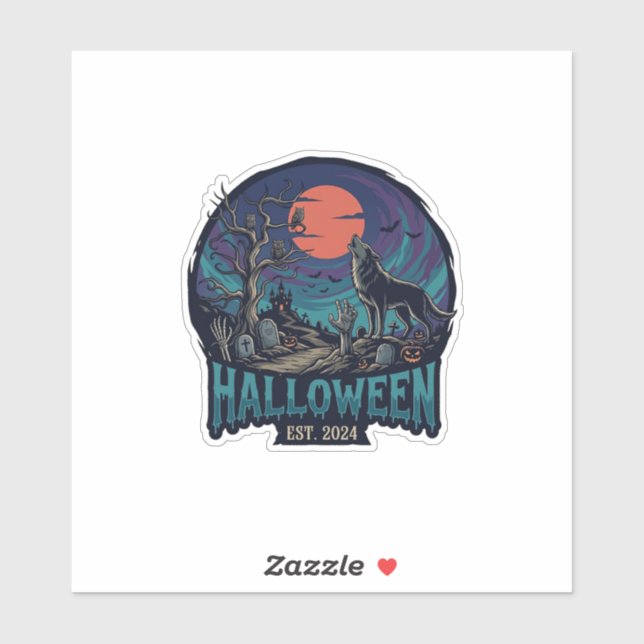 Halloween Est Howling Wolf Red Moon Zombie Hand_1 (Sheet)