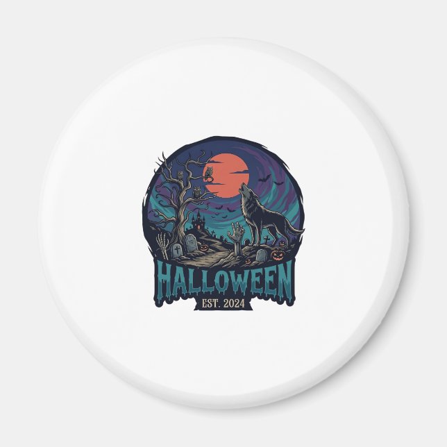 Halloween Est Howling Wolf Red Moon Zombie Hand_1 Magnet (Front)