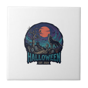 Halloween Est Howling Wolf Red Moon Zombie Hand_1 Tile