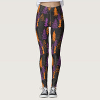 Halloween Evergreen Trees Pattern Black Orange