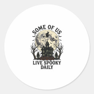 Halloween Everyday Shirt with Vintage Haunted Moon Classic Round Sticker