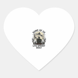 Halloween Everyday Shirt with Vintage Haunted Moon Heart Sticker