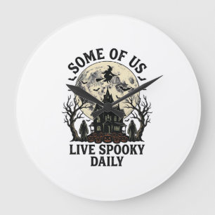 Halloween Everyday Shirt with Vintage Haunted Moon Large Clock