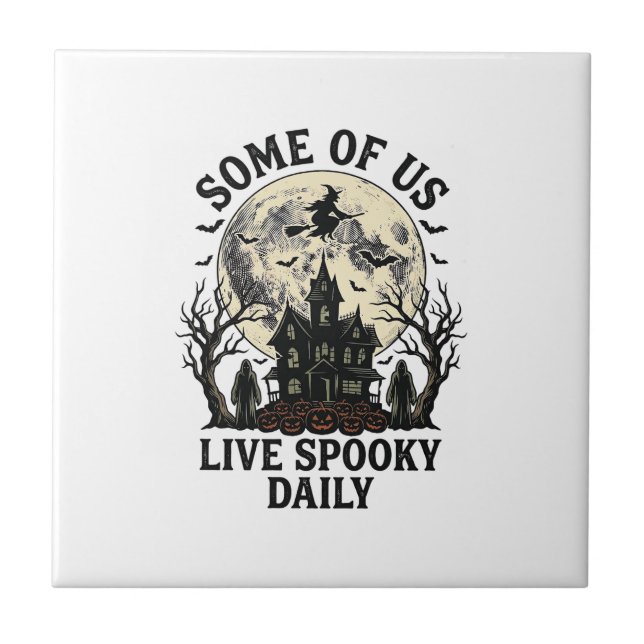 Halloween Everyday Shirt with Vintage Haunted Moon Tile (Front)