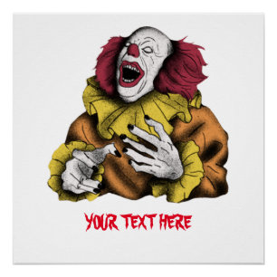 Halloween Evil Clown Laughing Customisable T-Shirt Poster