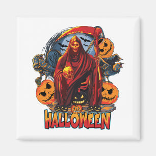 Halloween Evil skeleton, Pumpkin Magnet