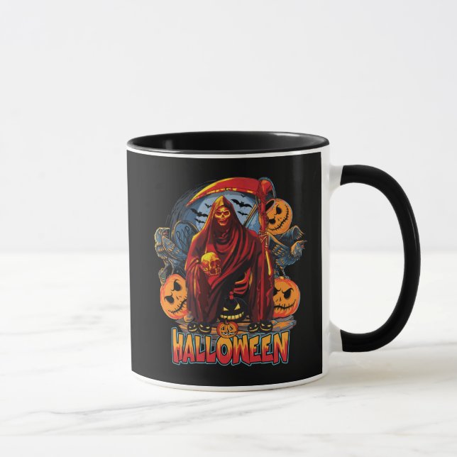 Halloween Evil skeleton, Pumpkin Mug (Right)
