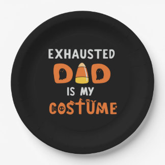 Halloween Exhausted Dad is My Costume Birthday Paper Plate