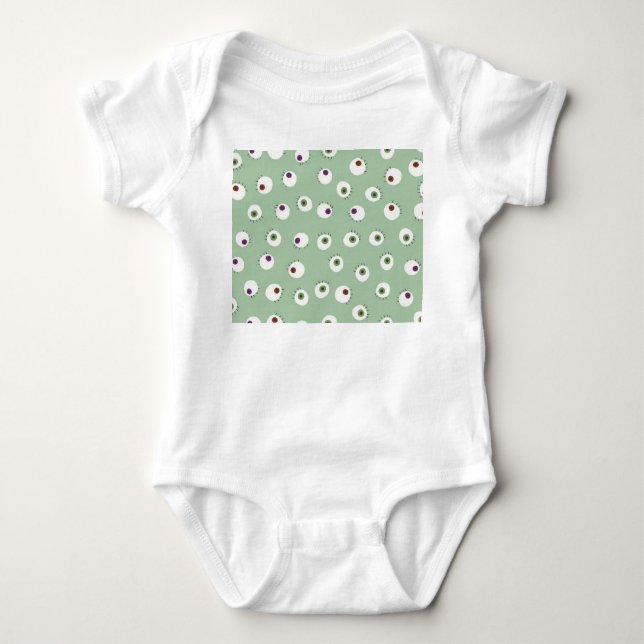 Halloween eyes, hand-drawn seamless pattern. baby bodysuit (Front)