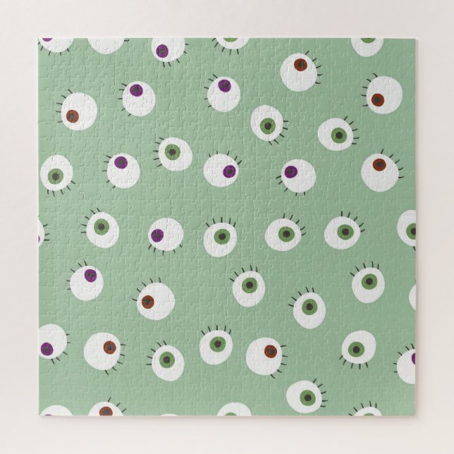 Halloween eyes, hand-drawn seamless pattern. jigsaw puzzle (Vertical)