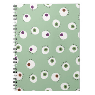 Halloween eyes, hand-drawn seamless pattern. notebook
