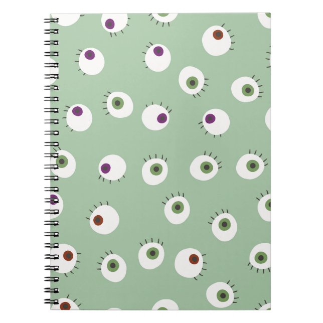 Halloween eyes, hand-drawn seamless pattern. notebook (Front)